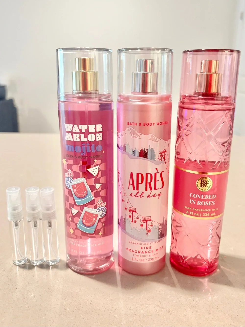 Bath & Body Works Pink Mist Bundle + 3 FREE 5ml Mystery Samples